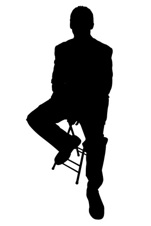 Silhouette With Clipping Path of Business Man on Stool