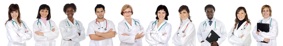 Multi-ethnic medical team a over white background